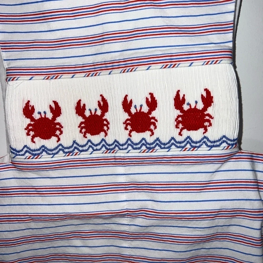 smocked crab 12 months romper overalls